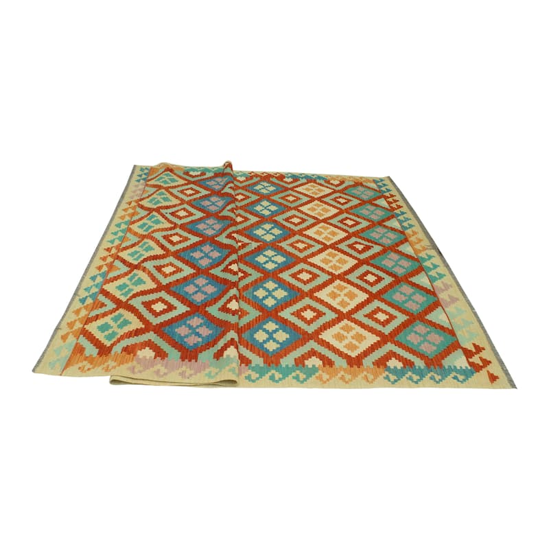Sangat Flatweave Cyneleah Red/Ivory Rug - 6'7" x 9'8"