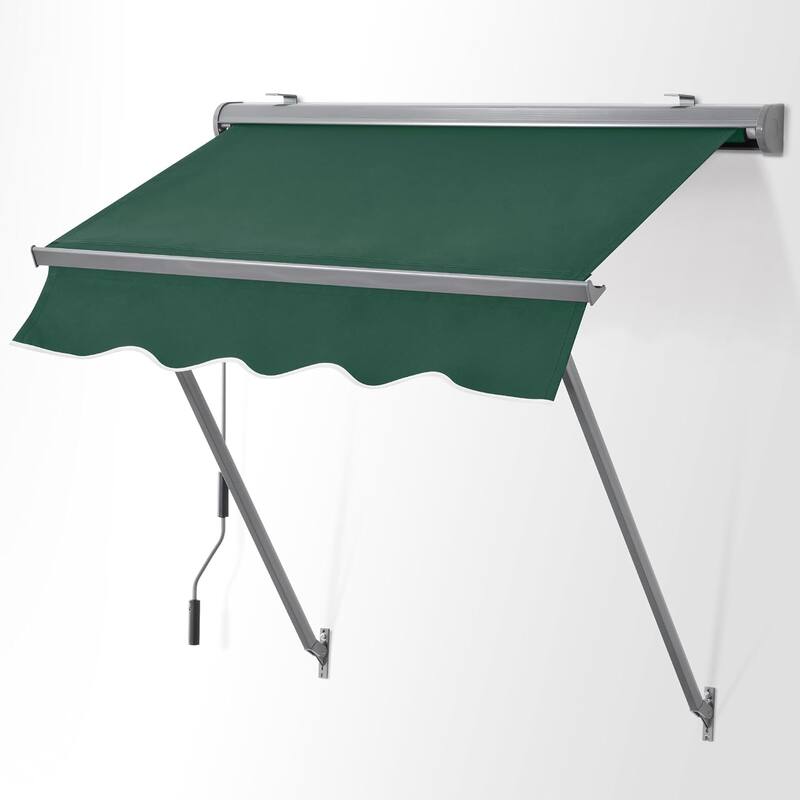MCombo Patio Window Awnings 65''x80'', Fully Assembled Manual Retractable Sunshade Canopy