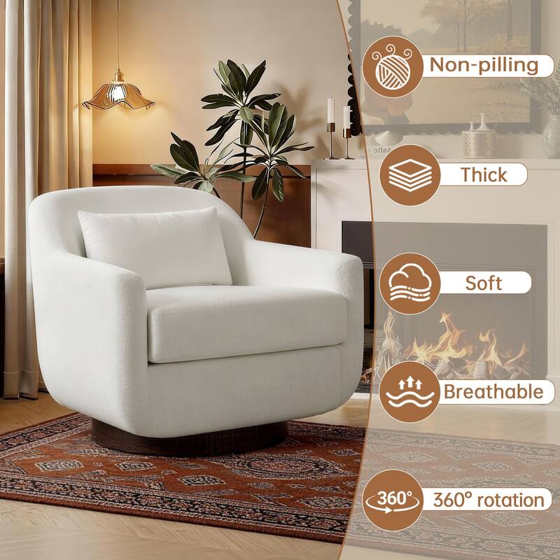 Modern Chenille Swivel Accent Chairs With Pillow