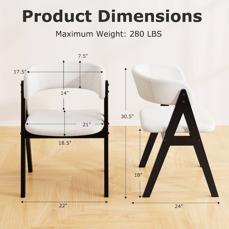 Costway Dining Chairs Set of 2/4 Mid-Century Upholstered Kitchen - See Details