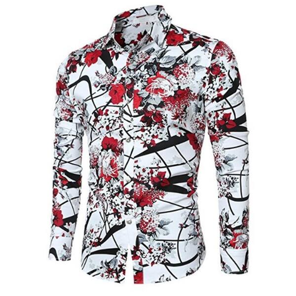 Mens Casual Shirt Long Sleeve Floral Stylish Slim Fit Button Down Dress Shirt Overstock 31156256 But generally people wear mild or small floral prints for regular wear. mens casual shirt long sleeve floral