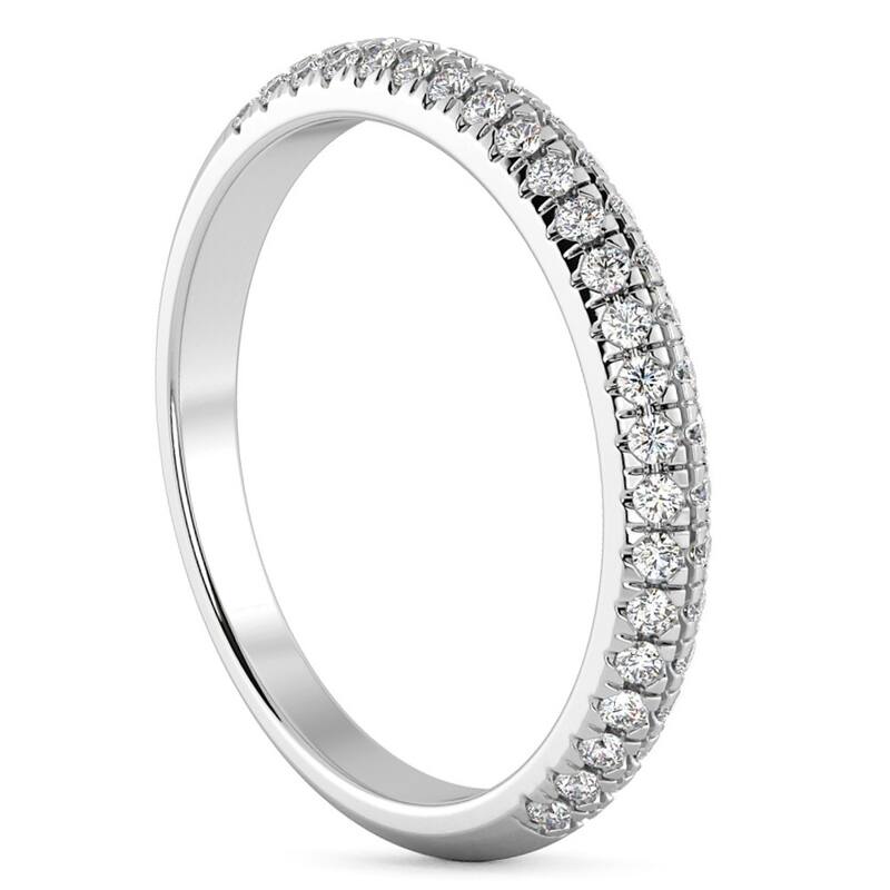 1/2Ct Pave Diamond Wedding Ring Gold Stackable Band Lab Grown