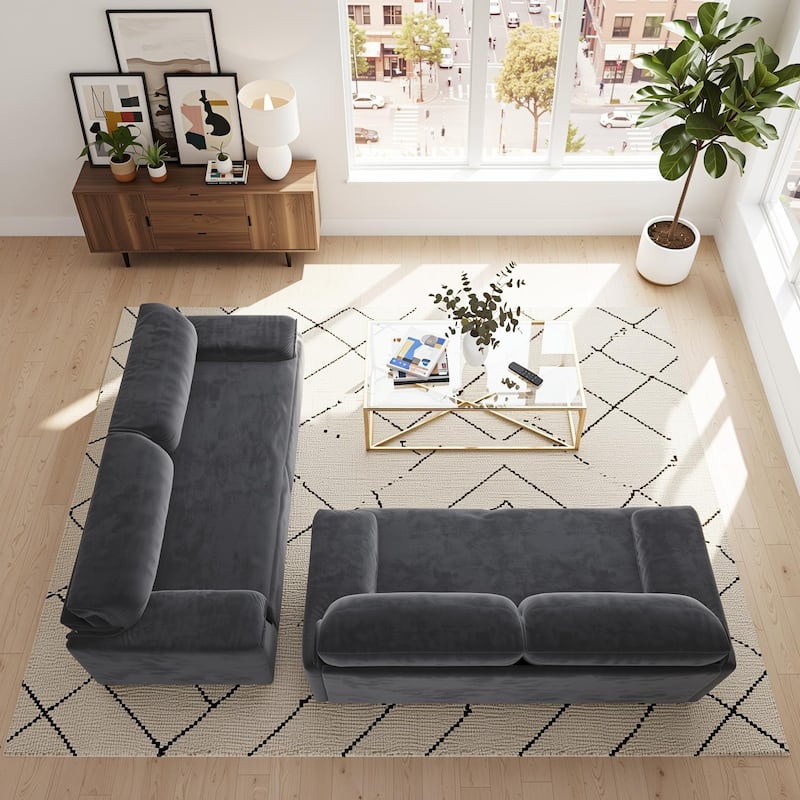 Homy Casa 66" Queen Pull-Out Sofa Bed with Storage, Velvet Loveseat, Designed for Everyday Living Work, Relax, Sleep
