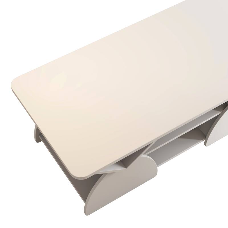 GDFStudio - Quill Wood Geometric Coffee Table with 6 Independant Storage Areas