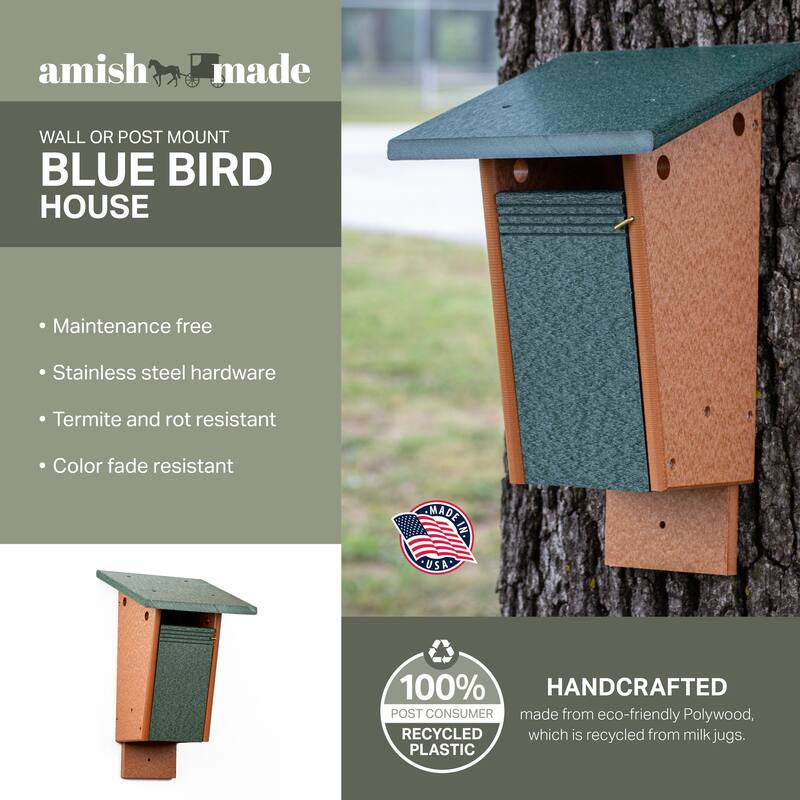 OUTDOOR LEISURE PRODUCTS Model GM22TGC Blue Bird House Made of High Density Poly Resin