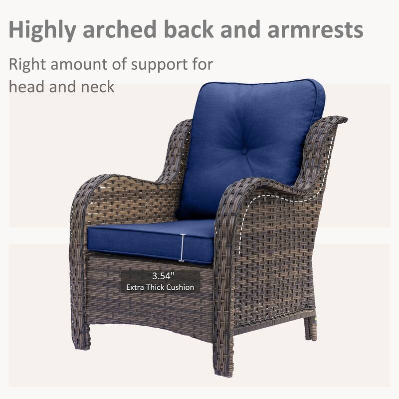 High Back Brown Wicker Outdoor Patio Furniture Sets with Patio Chairs