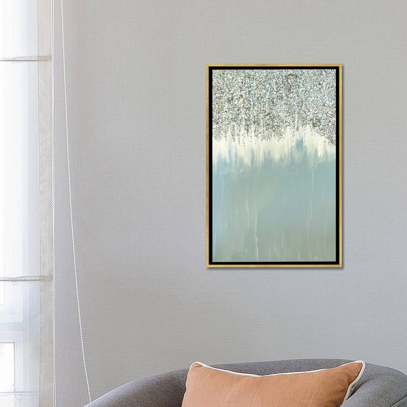 iCanvas "Blue And Silver Shimmer" by Amber Lamoreaux Framed Canvas Print