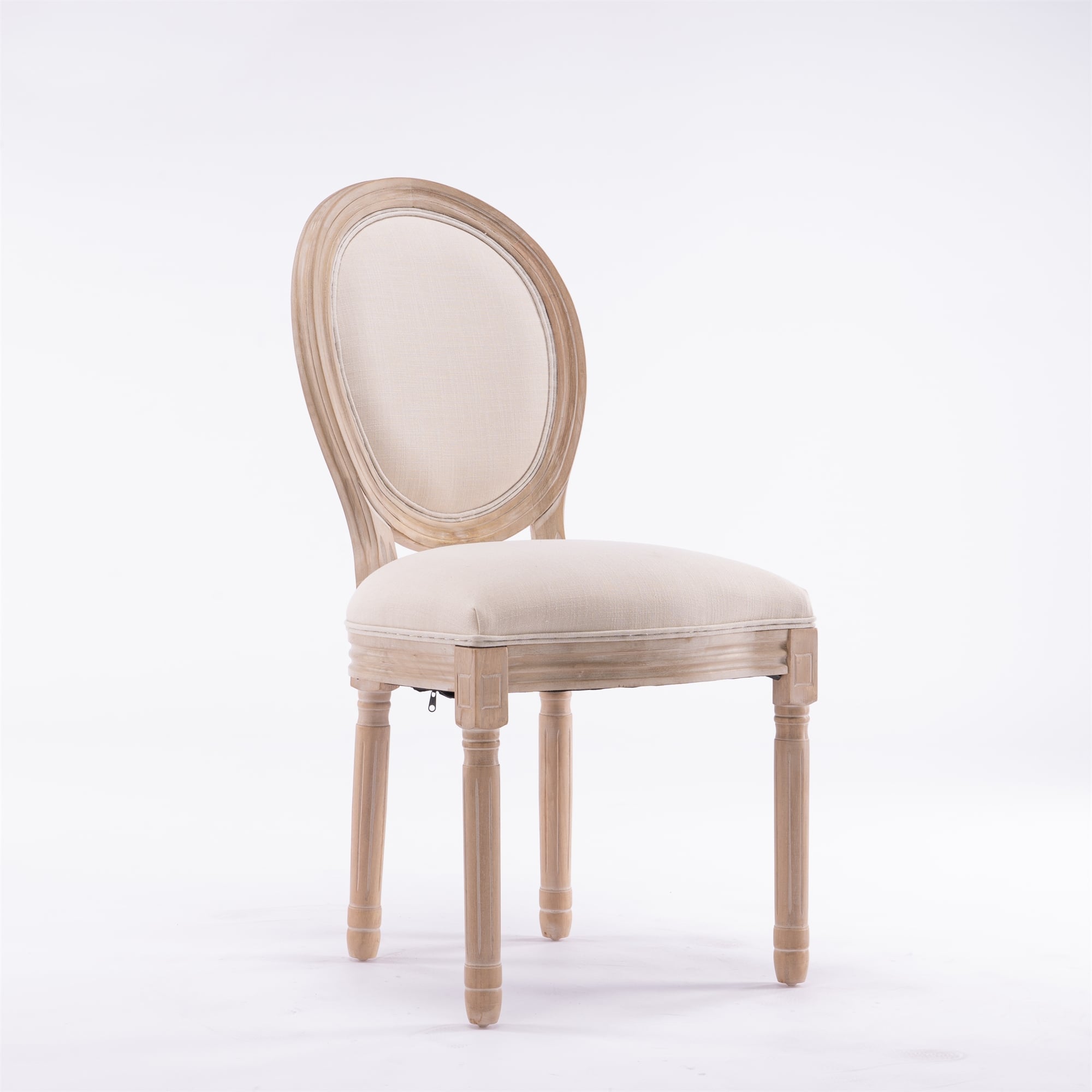 Set of 2 Solid Wood Frame Antique Painting Linen Fabric Dining Chair