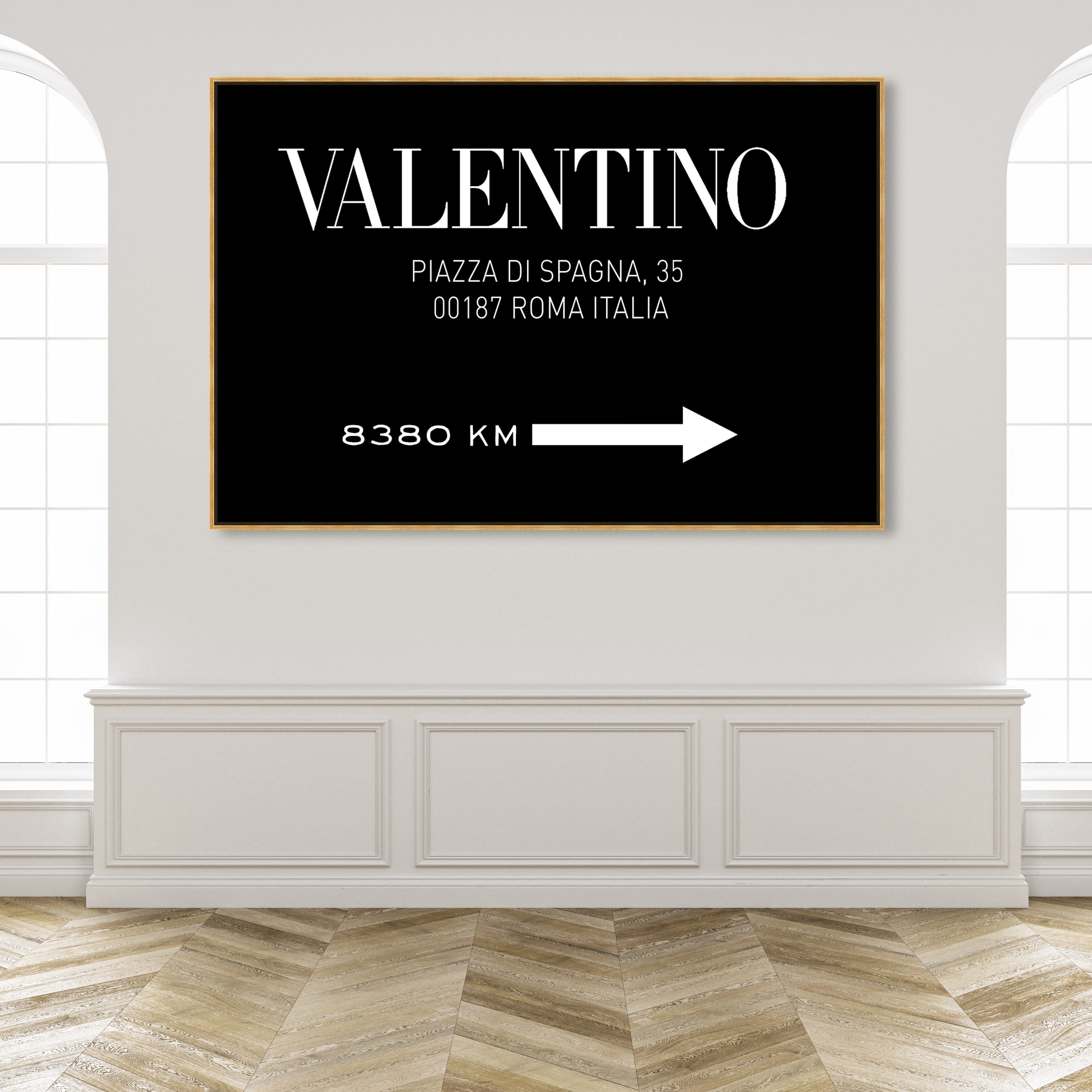 Oliver Gal 'Couture Road Sign Rococo Gold' Fashion and Glam Wall Art Canvas Print - White, Gold - 36 x 24