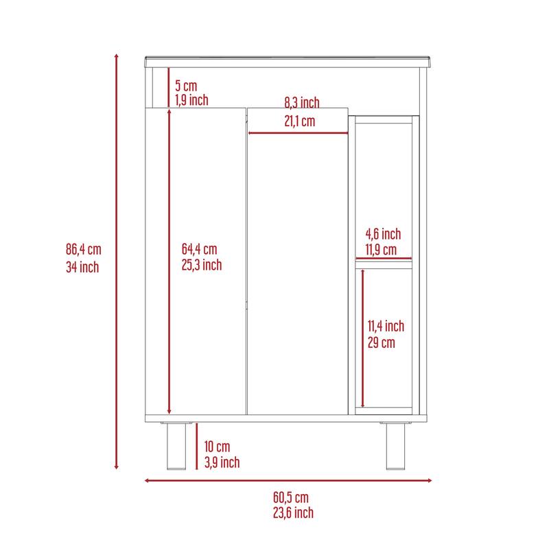 Modern White Freestanding Vanity Cabinet with 4 Shelves and 2 Doors, Perfect for Storage and Display - 17.9in L Particle Board