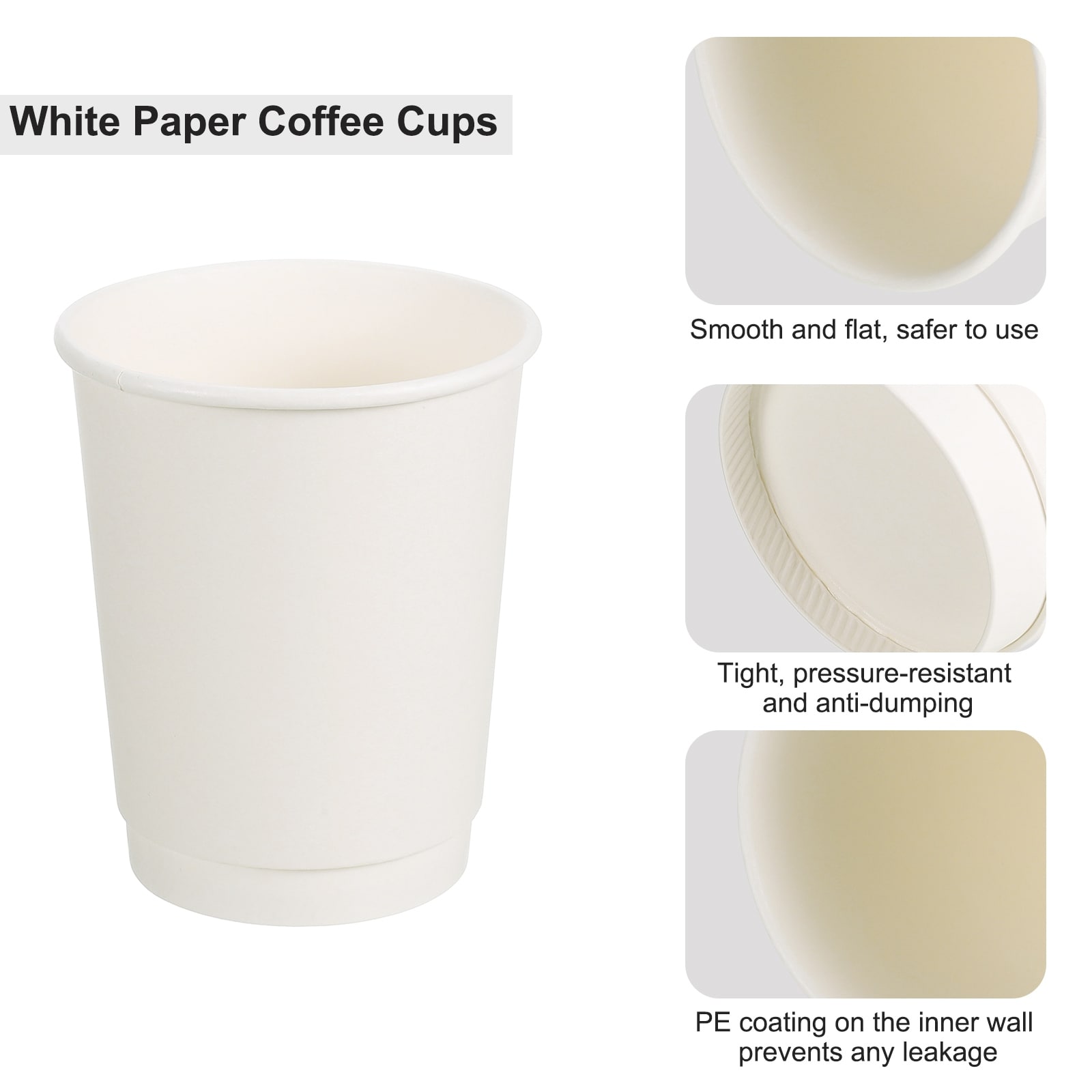 White Cup Paper Coffee Cups, 50 Pack Double-Layer Disposable Cups - Bed  Bath & Beyond - 41485311