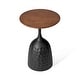 preview thumbnail 12 of 15, Glitzhome 22.25"H Metal Wine Bottle Shaped Accent Table With Wooden Top