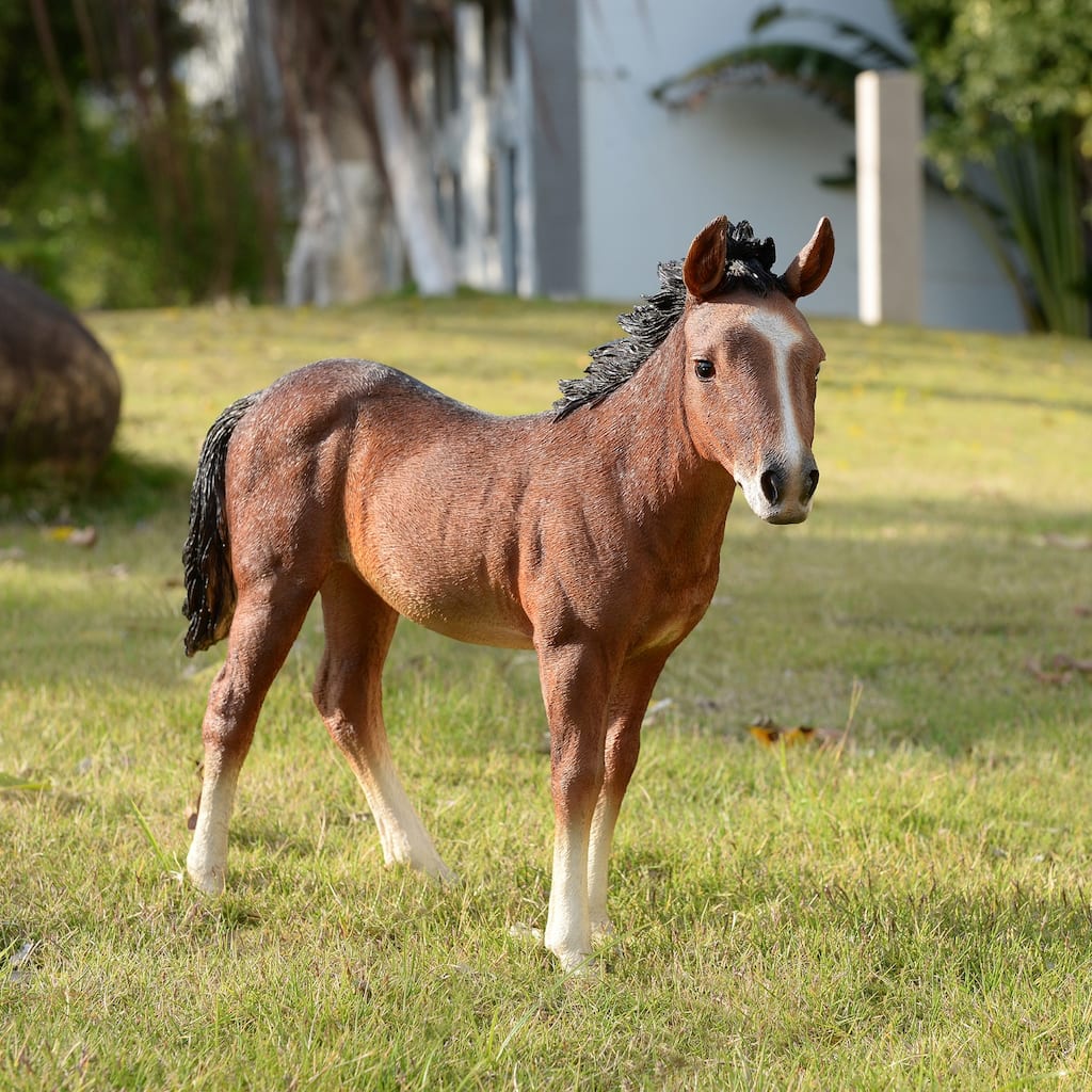 Standing Horse Outdoor Garden Statue - 15"
