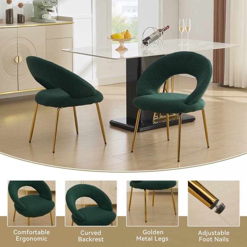 Set of 1 Teddy Fabric Dining Chairs
