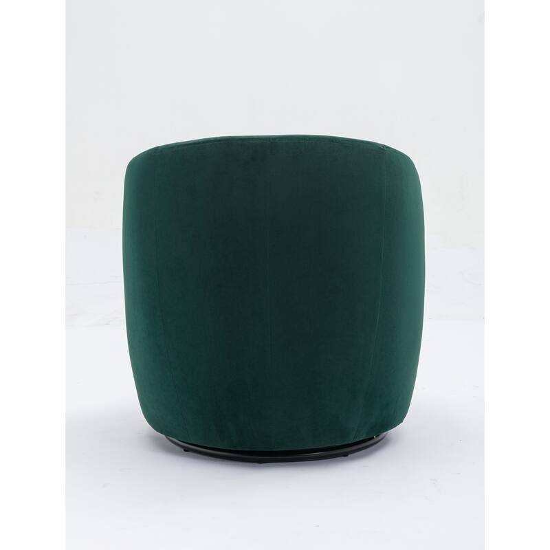 Velvet Fabric Swivel Barrel Chair with Black Powder Coating Metal Ring