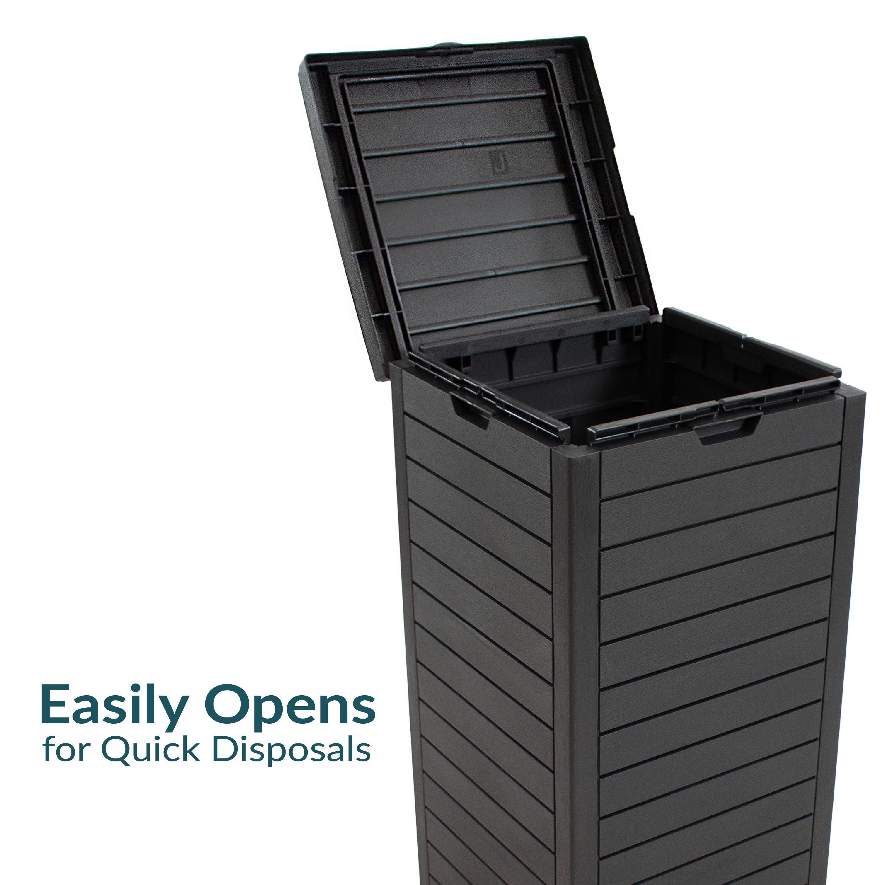 Sunnydaze 39-Gallon Patio Trash Can with Lid - Black - Overstock