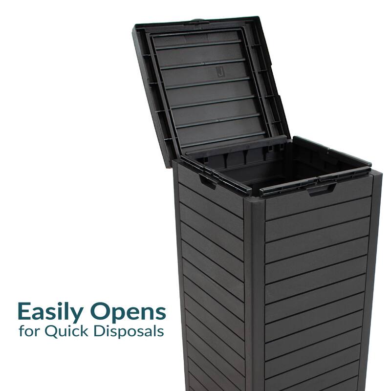 Sunnydaze 39-Gallon Patio Trash Can with Lid - Black