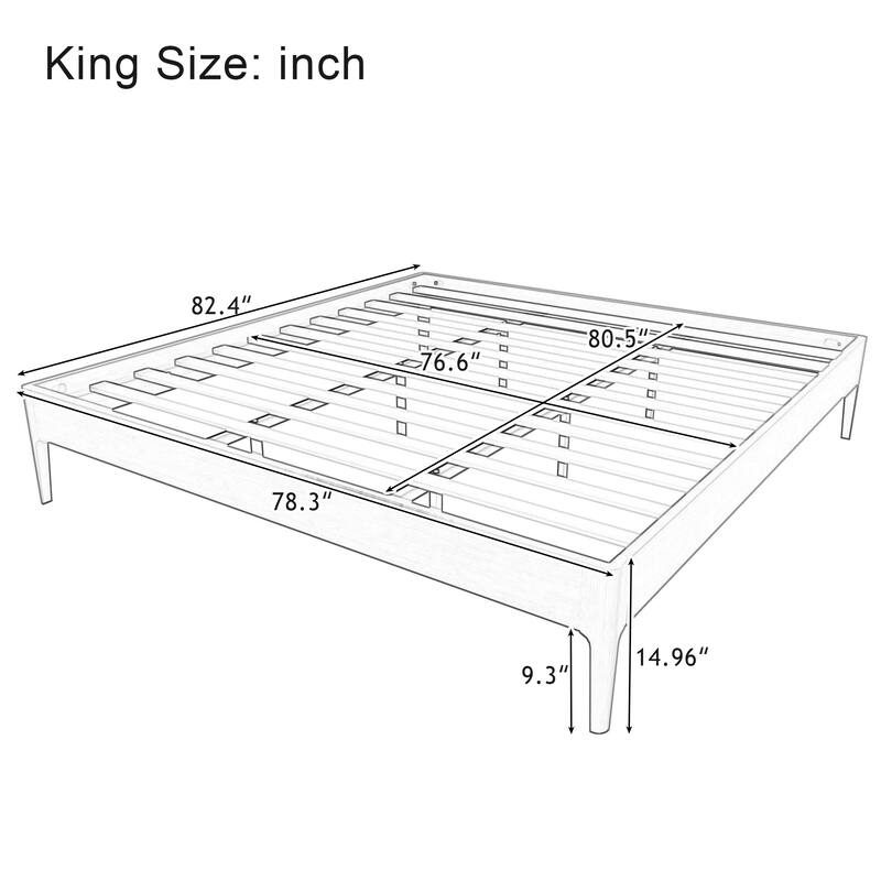 15" High King Bamboo Platform Bed, Wood Slat Metal Support, Modern Minimalist, No Box Spring, Easy Assembly, Chocolate