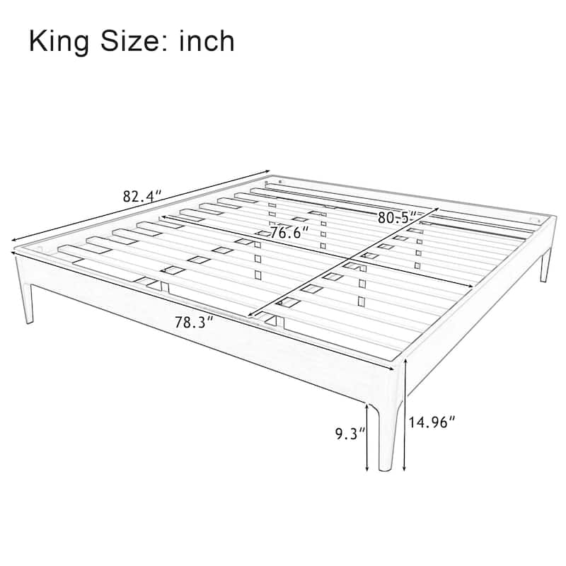 Solid Dry Bamboo Wood Platform Bed Frame with Wood Slat Metal Support, No Box Spring Needed, Easy Assembly