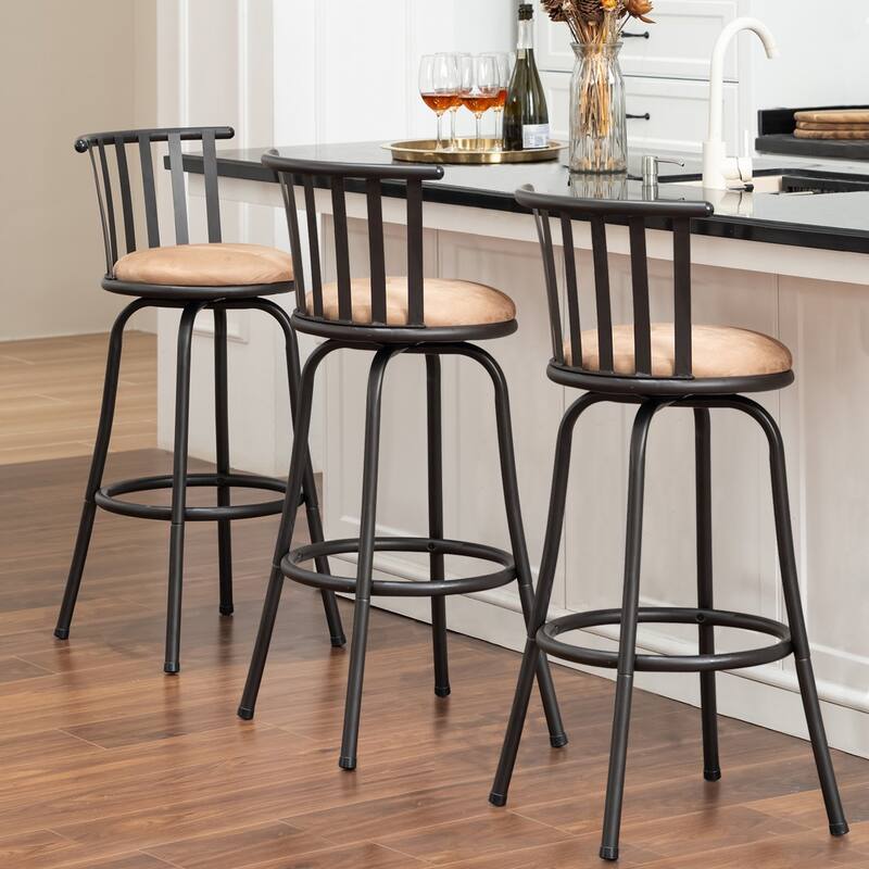 HomyLin Country Style Swivel Barstools for Kitchen Island Pub, Brown