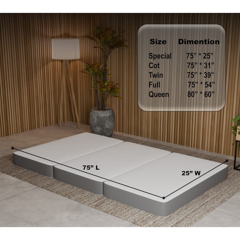 ONETAN, Folding Mattress, 3", 4" & 5" Gel Memory Foam Portable Tri-fold Mattress.