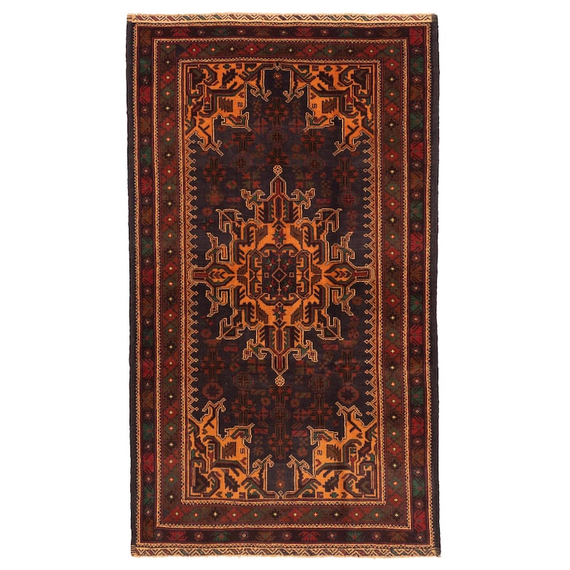 ECARPETGALLERY Hand-knotted Teimani Dark Navy Wool Rug - 3'8 x 6'4