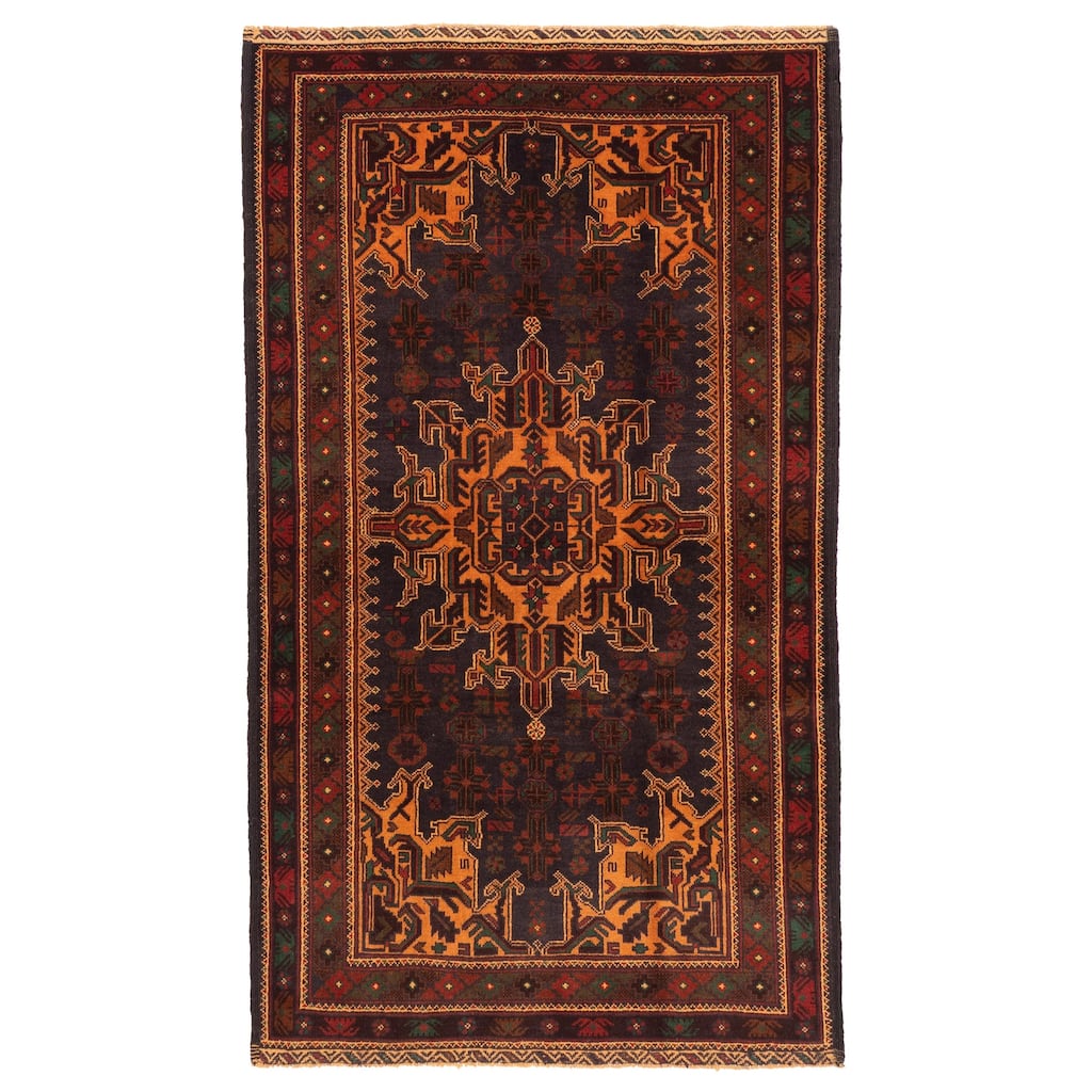 ECARPETGALLERY Hand-knotted Teimani Dark Navy Wool Rug - 3'8 x 6'4