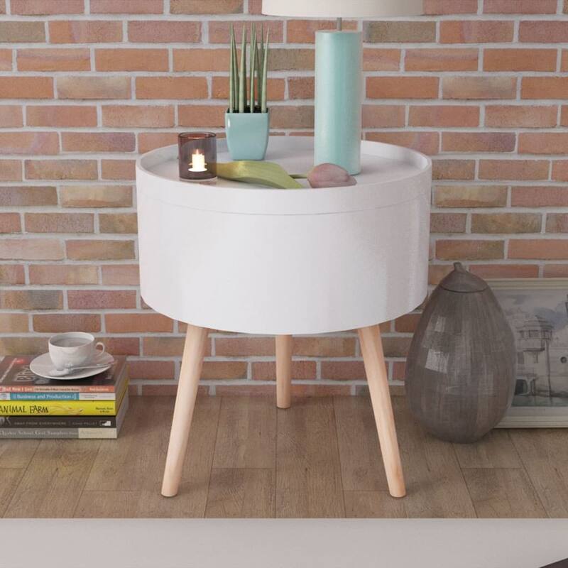vidaXL Side Table with Serving Tray Accent Sofa End Table Furniture Round