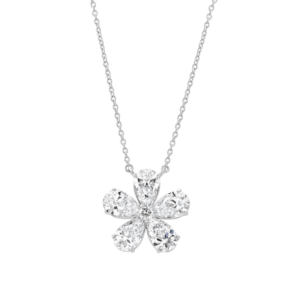 Auriya 14K Gold Lab Grown Diamond Flower Pendant Necklace 4 1/3ct. tw. (F-G VS)
