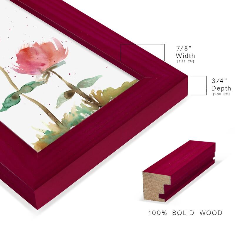 Pink Fleurs I -Framed Print w/glass-Cherry Red