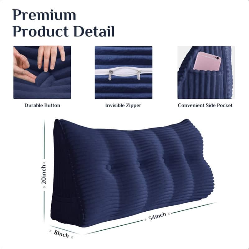 WOWMAX Large Reading Wedge Headboard Pillow for Bed Rest Back Support