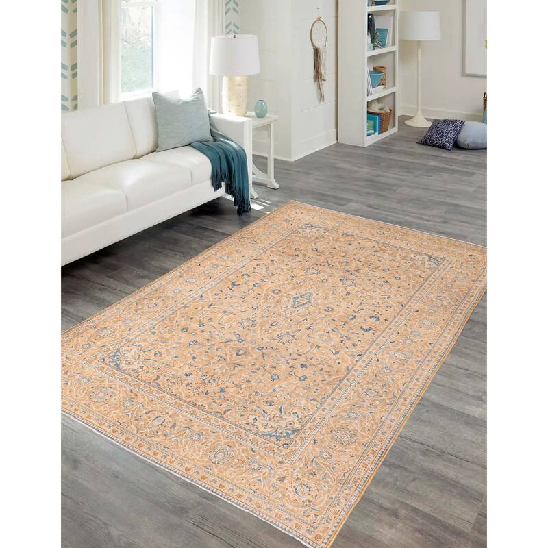 ECARPETGALLERY Hand-knotted Antalya Vintage Tan Wool Rug - 6'6 x 10'6