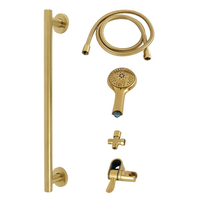 Kingston Brass Made to Match Shower System with Slide/Grab Bar and Hand Shower - Brushed Brass