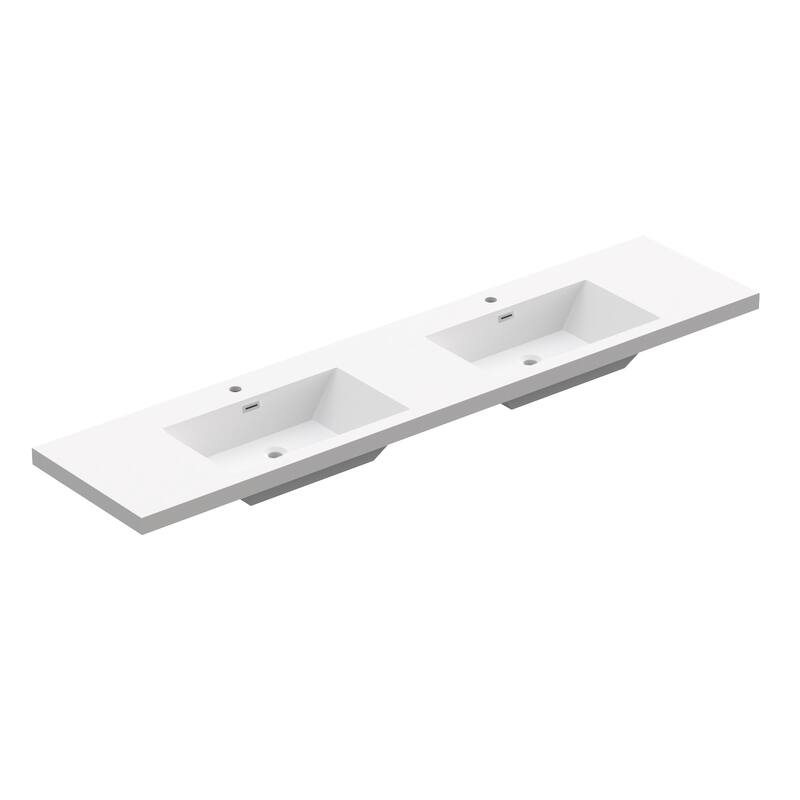 84" in. W x 26" in. D Integrated Resin Bathroom Rectangular Dual Sink Vanity Top One-Piece Design