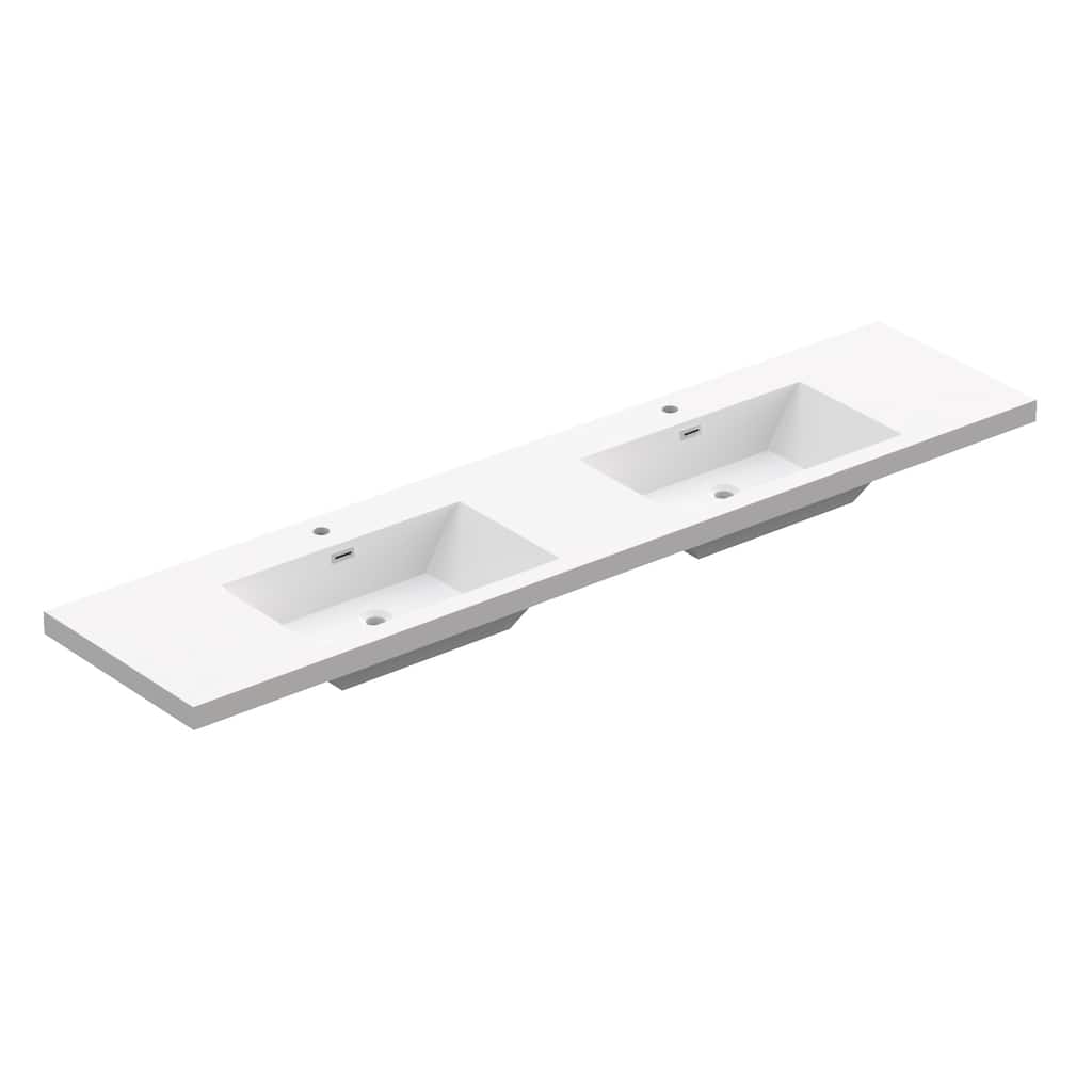 84" in. W x 26" in. D Integrated Resin Bathroom Rectangular Dual Sink Vanity Top One-Piece Design