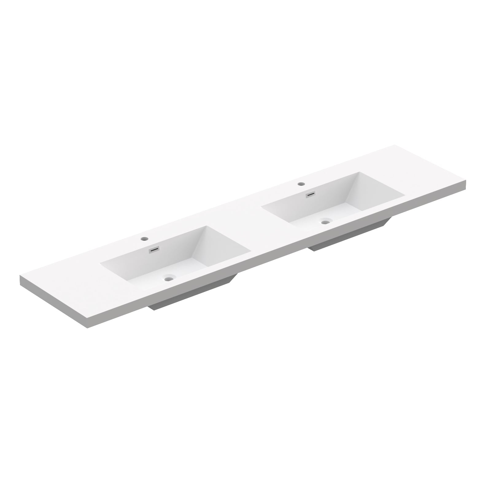 84" in. W x 19.5" in. D Integrated Resin Bathroom Rectangular Dual Sink Vanity Top One-Piece Design