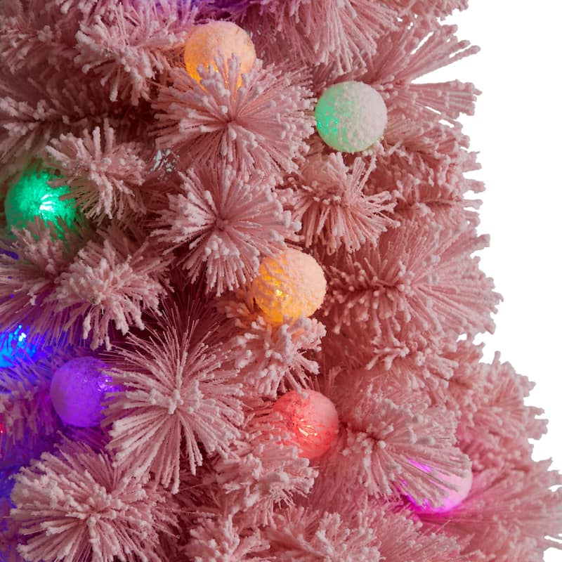 Pink Christmas Tree 4Ft Pre-Lit - Baroque Brilliance Artificial Tree with Globe Lights - 48