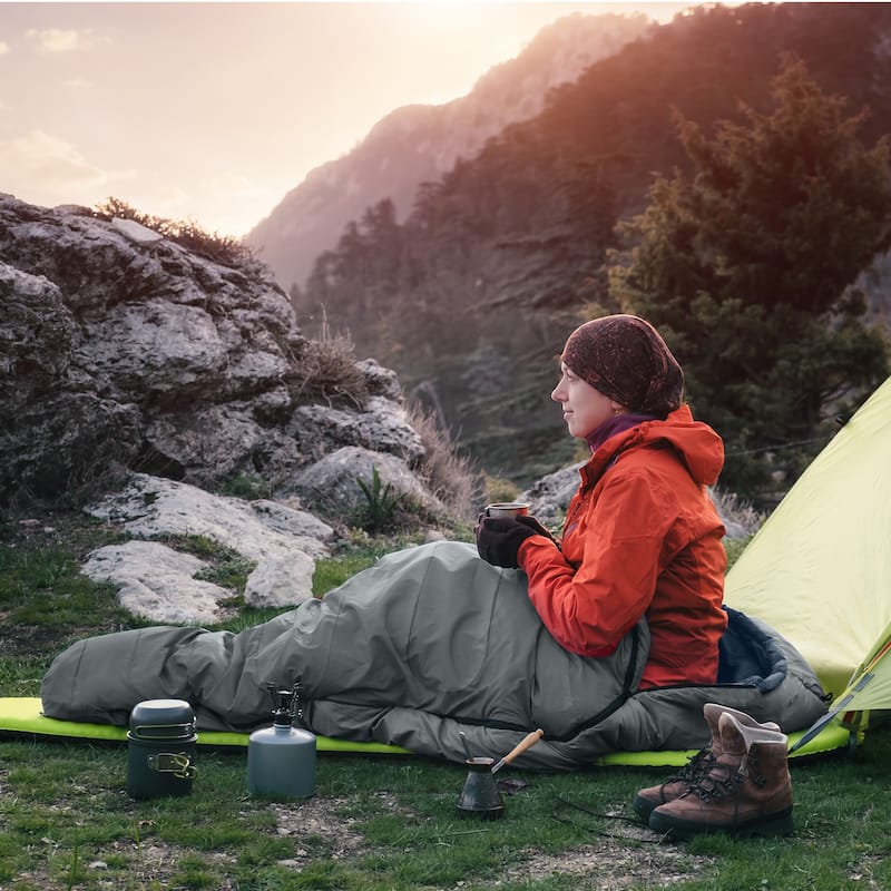 Mummy Sleeping Bag - Cold Weather Sleeping Bag - Waterproof with Drawstring Hood - Camping Equipment by Wakeman Outdoors