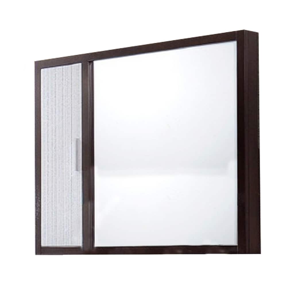 Dual Tone Wooden Wall Mirror with Side Storage, Brown and White
