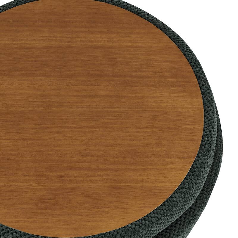 25"Round Storage Ottoman with Tray,ModernTufted Fabric Circle Coffee Table with Storage,Upholstered Ottoman with Removable Top