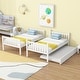preview thumbnail 3 of 70, Twin Over Twin Rubber Wood Bunk Bed with Trundle, Convertible into 2 Twin Size Beds,with Ladder and Safety Guardrails