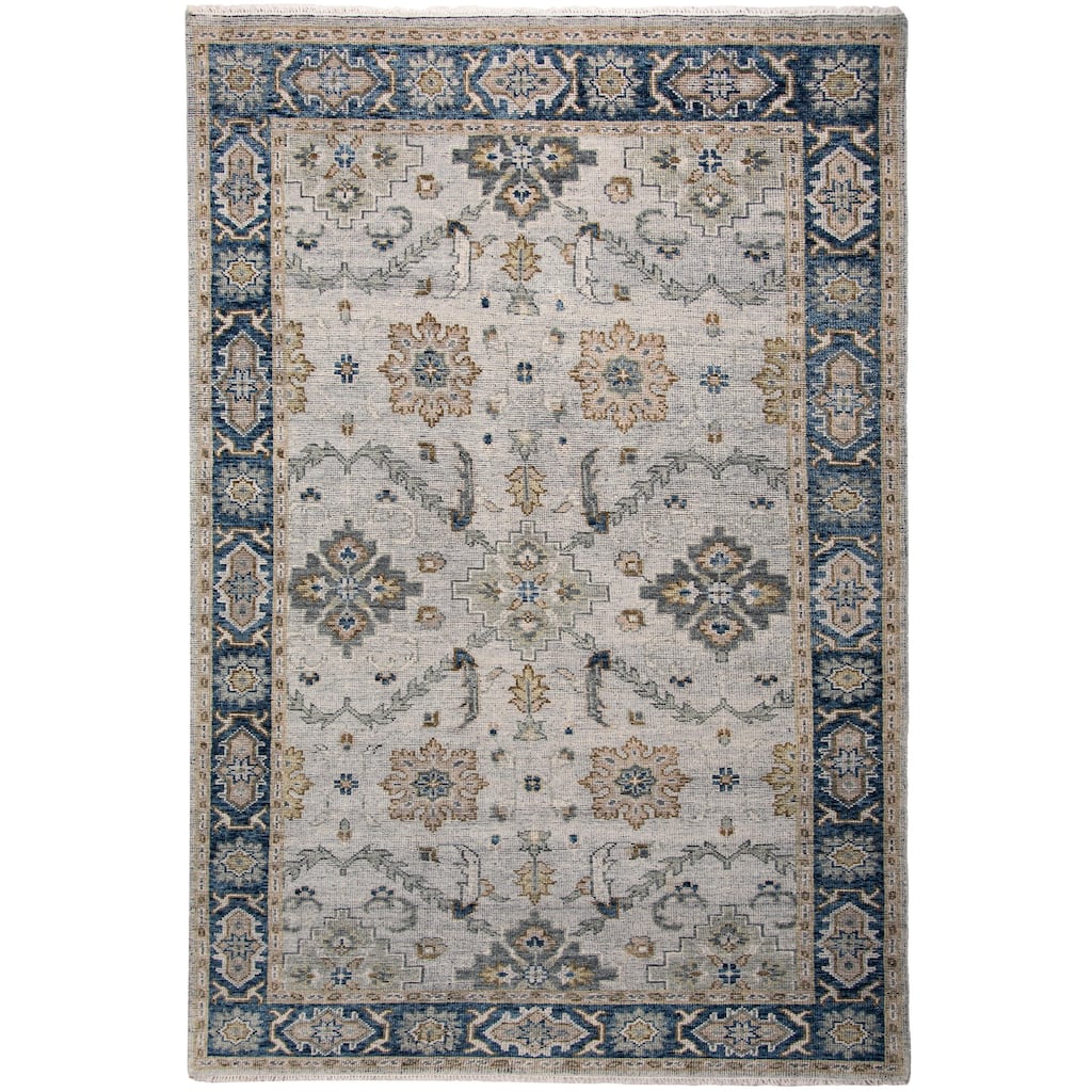 Alora Decor Antique Hand-Knotted Light Gray/Blue Floral Rug