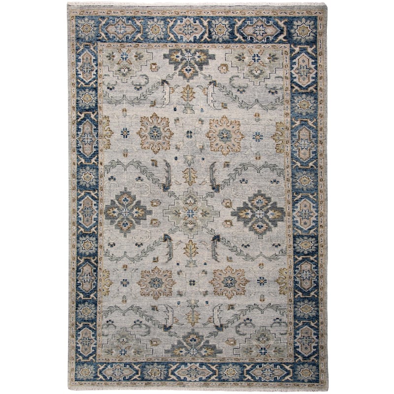 Alora Decor Antique Hand-Knotted Light Gray/Blue Floral Rug
