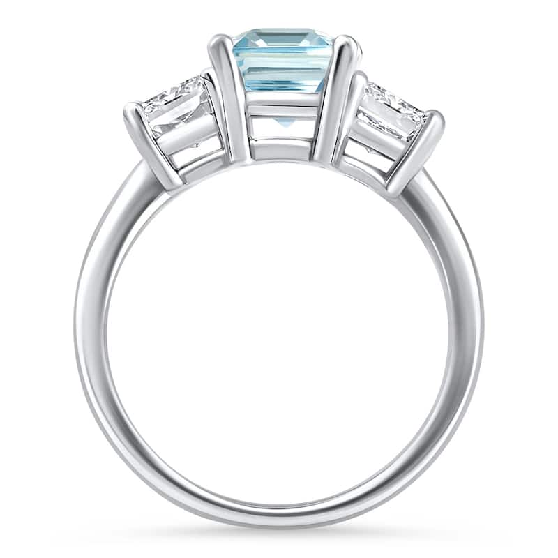 Bliss Diamond 4.19Ct Aquamarine & Radiant Cut Diamond Ring White Gold Lab Grown