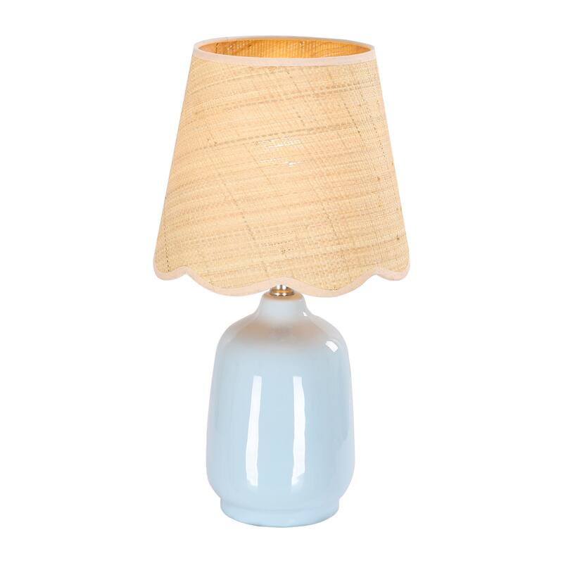 Rustic Ceramic Accent Table Lamp with Raffia Shade