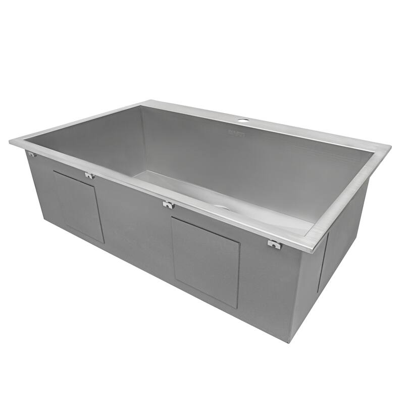 Ruvati 33" x 22" Drop-in Topmount 16 Gauge Zero Radius Stainless Steel Kitchen Sink Single Bowl - RVH8000 - 33" x 22"