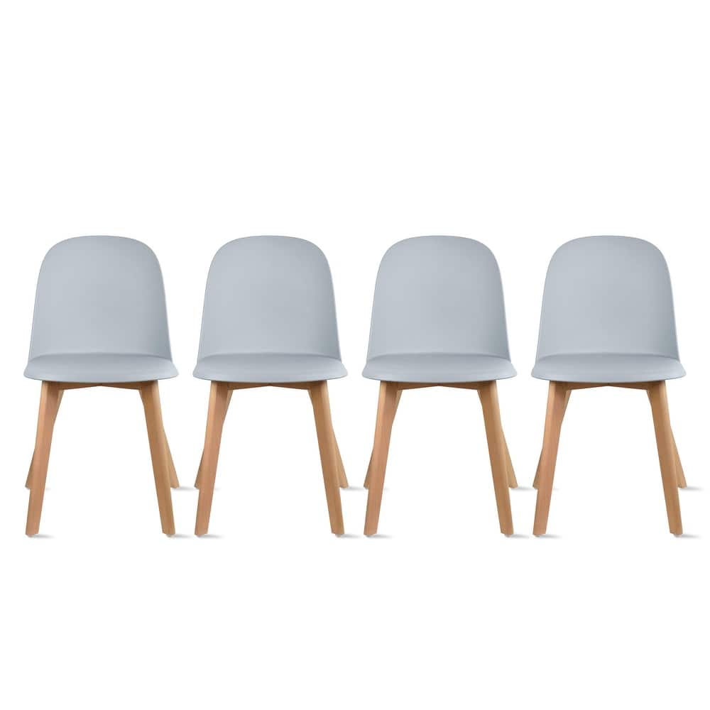 Set of 4 Plastic Dining Side Chair Wood For Event Kitchen Office Event Garden Patio Cafe Indoor Outdoor