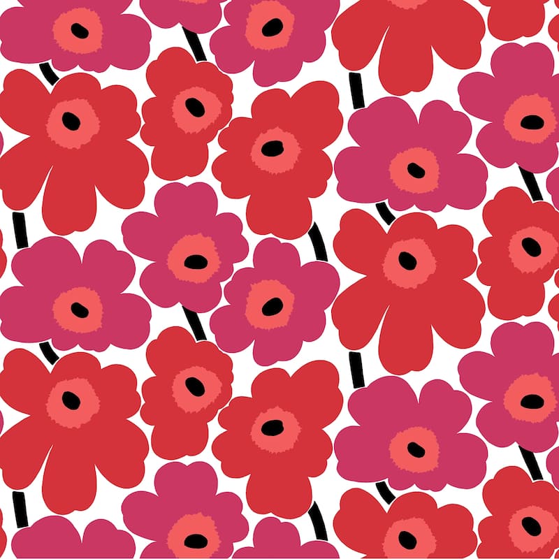 Marimekko Red Pieni Unikko Peel & Stick Wallpaper