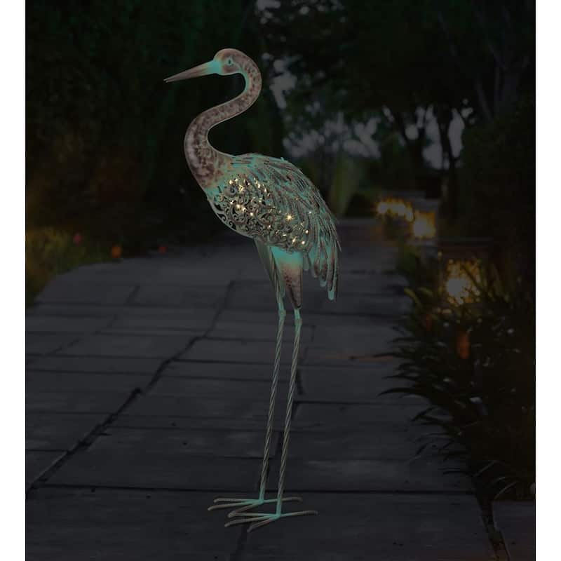 Patina Solar Crane Decor - Down