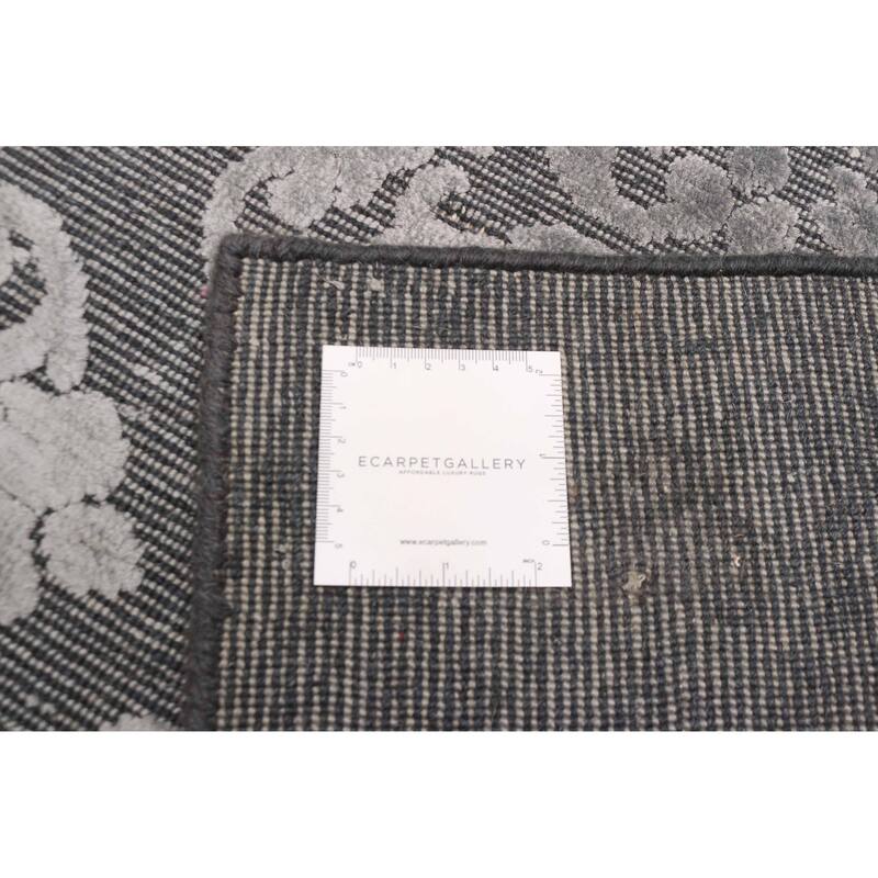 ECARPETGALLERY Hand Loomed Elysian Dark Grey Viscose, Wool Rug - 5'6 x 8'5